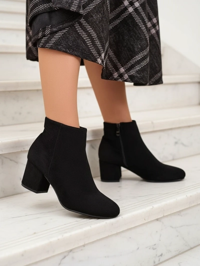 Royalfashion Black women's low stiletto boots Referra