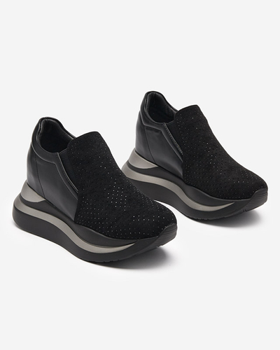 Black women's sneakers with a hidden wedge Elema - Footwear