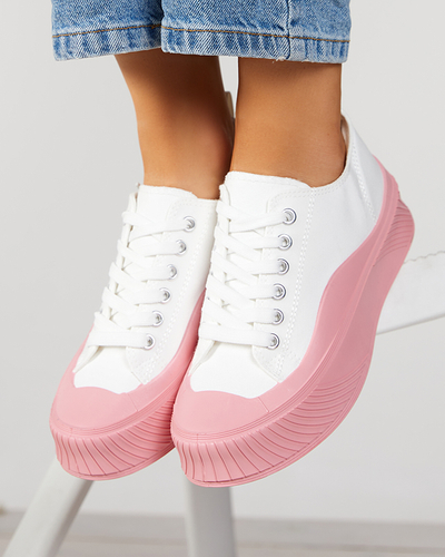 White and pink women's sneakers, type Nerikas sneakers - Footwear