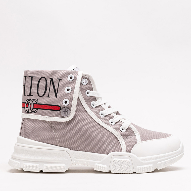 Grey women's high sport shoes a'la sneakers Tenerika - Footwear