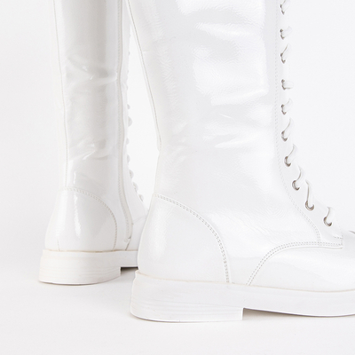 White lace-up patent leather boots Tristessa - Footwear