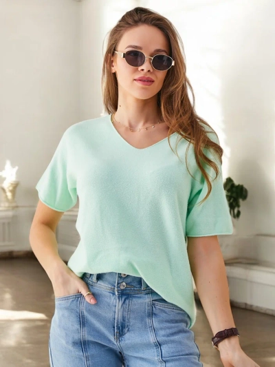 Royalfashion Тонкий женский свитер с короткими рукавами