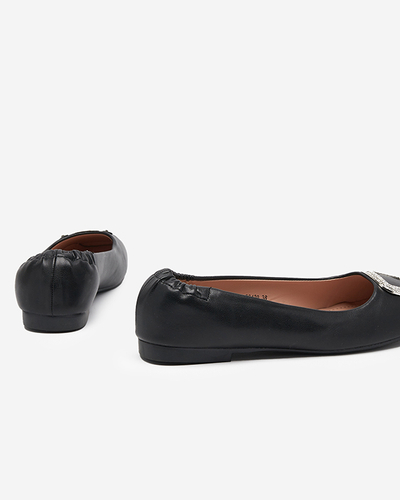 Black women's loafers with cubic zirconia Gievori - Shoes