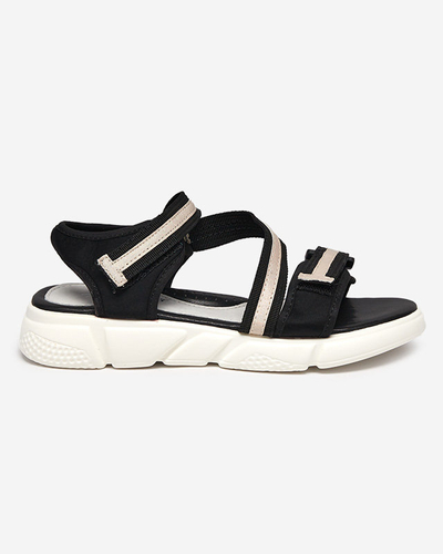 Black and beige children's sandals fastened with Velcro Modis - Shoes