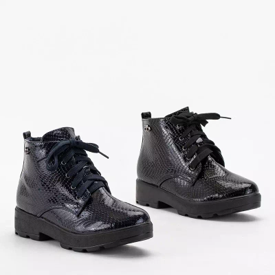 OUTLET Black children's boots with embossing and binding Alamai - Footwear