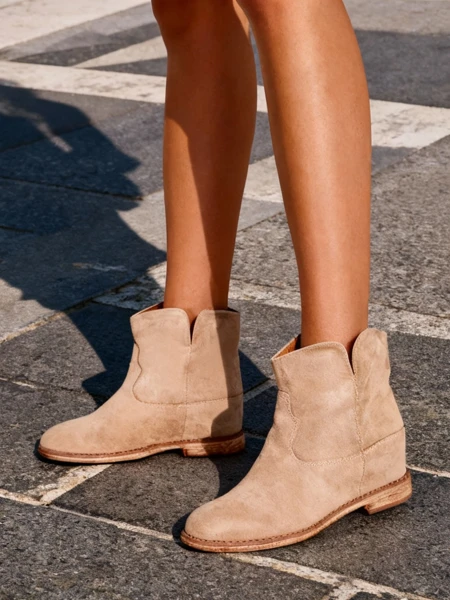 Royalfashion Boots in cowboy style on a covered wedge Blueston