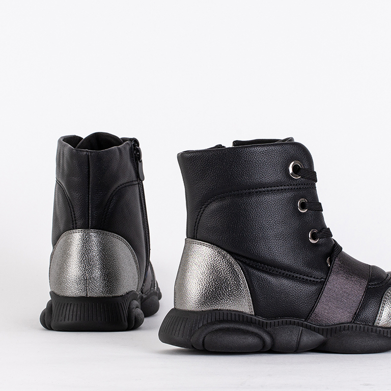 Black children's boots with silver inserts Kaliaso - Footwear
