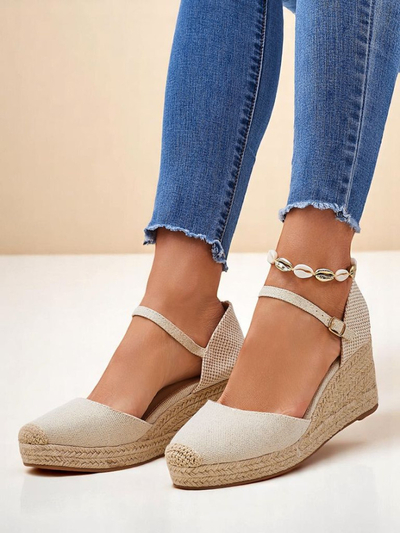 Callista Royalfashion beige vistvænt leður dömur koturn sandalar