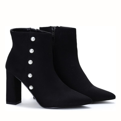Black boots with pearls on a high post Maya - Footwear