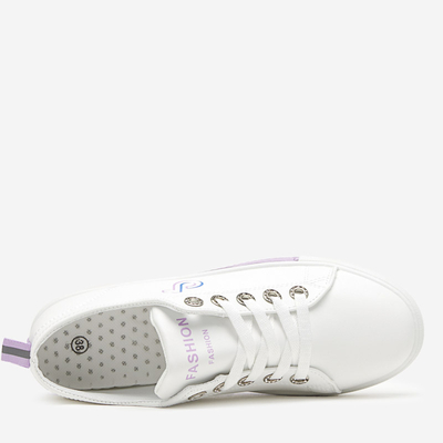 White and purple women's sneakers Tictoa - Footwear