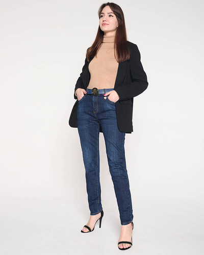 Straight women's jeans, navy blue - Clothing