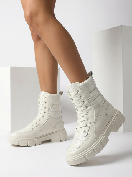 Calista Obuwie Damskie Modne Plaski Botki Kremowe