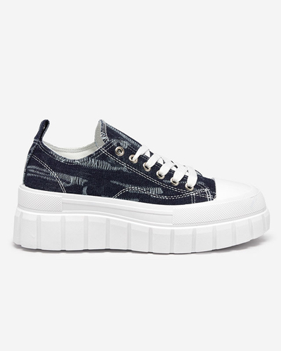 Navy blue women's sneakers a'la jeans on the Resi platform - Footwear