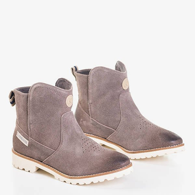 Light gray women's boots with flat heels Judettas - Footwear