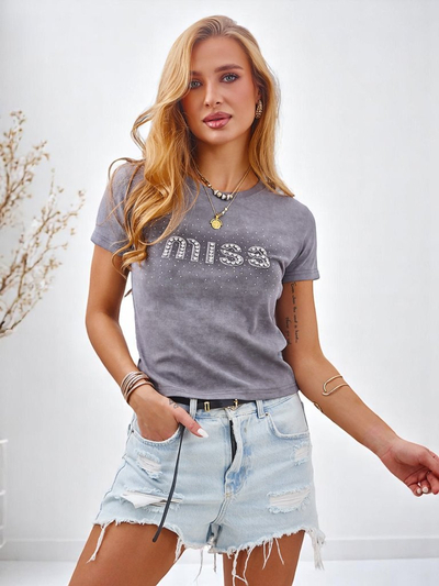 Royalfashion Women's cotton t-shirt with rhinestones MISS