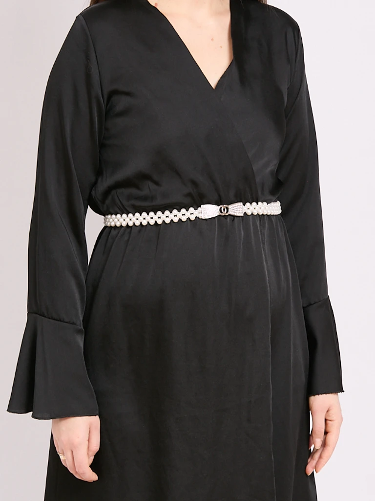 Pas damski Callista perłowy z klamrą kokardą – elegancja w stylu włoskim