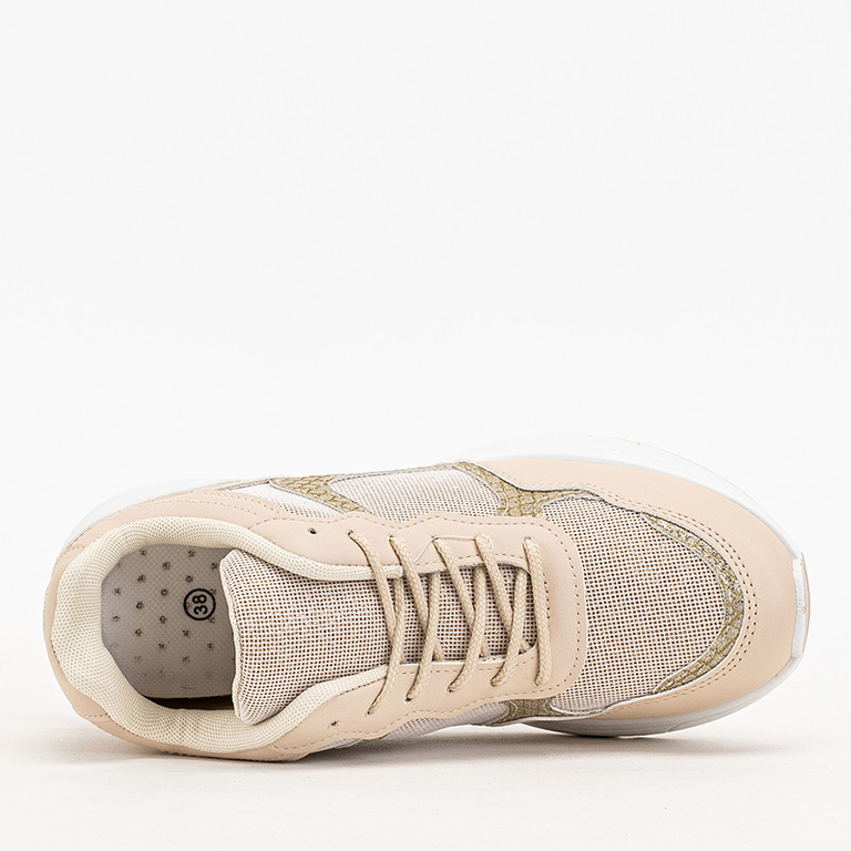 Beige Women's Sneakers with Hidden Anchor Waqsa - Footwear