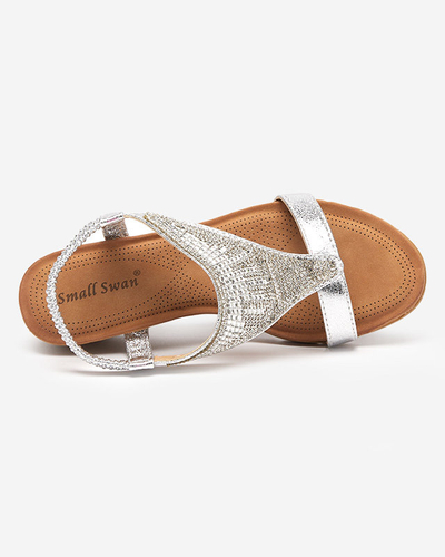 Women's sandals on a wedge heel in silver Serrifo- Footwear