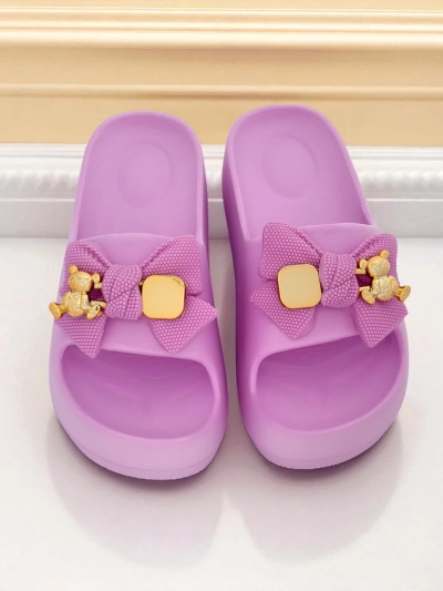 Royalfashion Women's rubber flip-flops with a decorative bow Alday