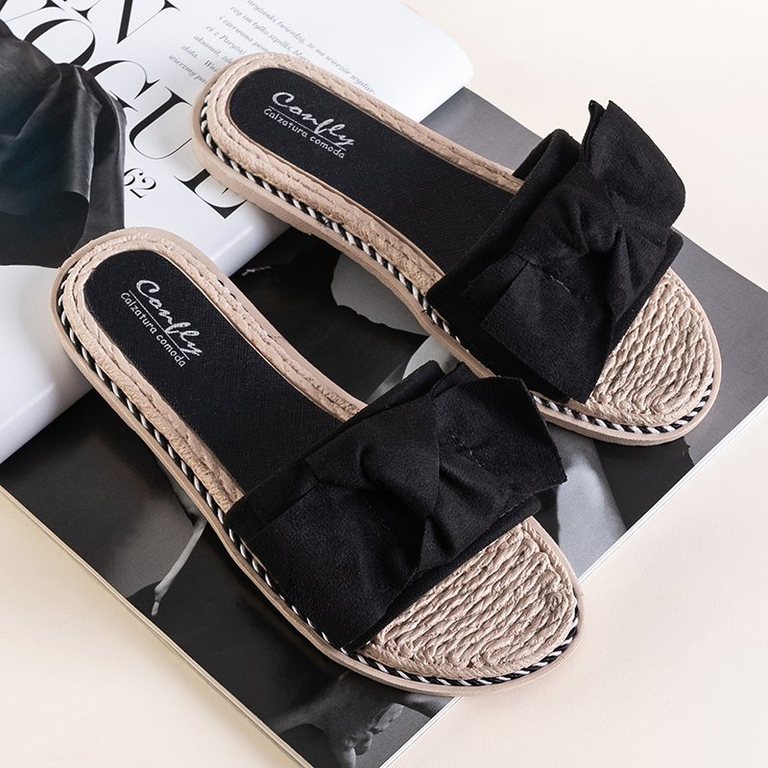 Black women's flip-flops with bow Foas - Footwear