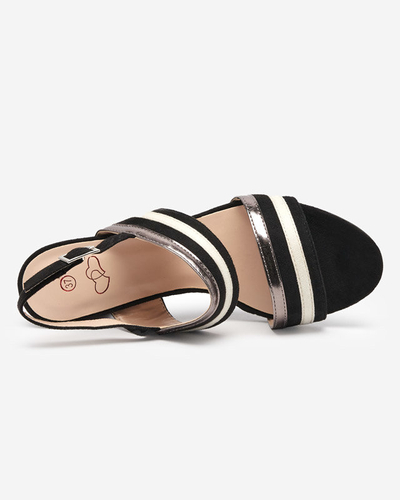 OUTLET Black and white women's eco suede Zebora sandals - Footwear