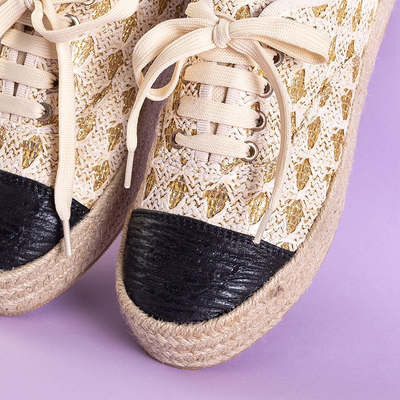 Beige women's sneakers a'la espadrilles Xaren - Footwear