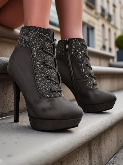 Royalfashion Women's ankle boots with rhinestones Efelolo