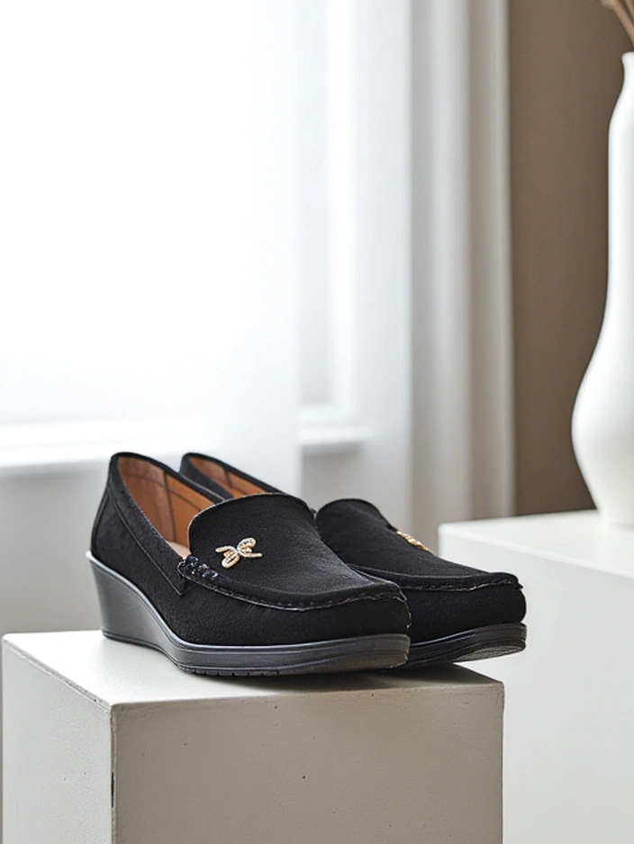 Royalfashion Women's moccasins on a low wedge Lomman