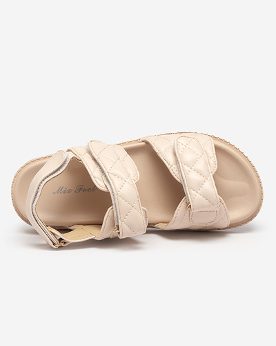 Beige women's sandals with Velcro Korine - Footwear