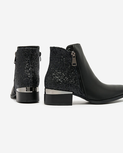 Royalfashion Черные женские сапоги с парчой Brosecco