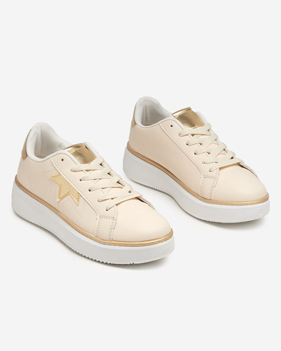 OUTLET Beige and gold women's sports shoes Taqeva - Footwear