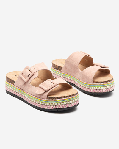 OUTLET Женские розовые тапочки на толстой подошве Carisno - Обувь