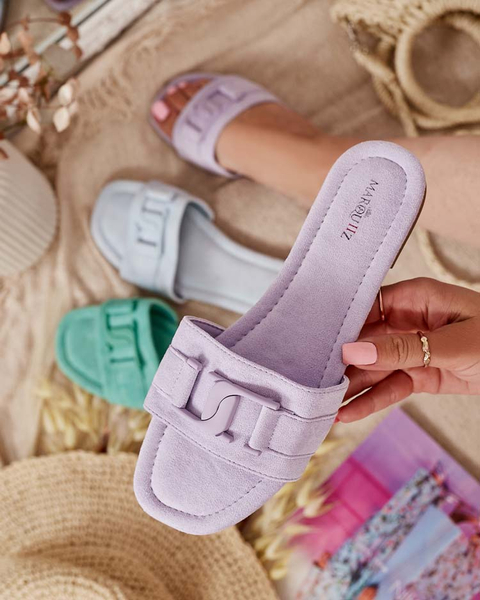 Royalfashion Purple women's flip-flops with buckle Rydr