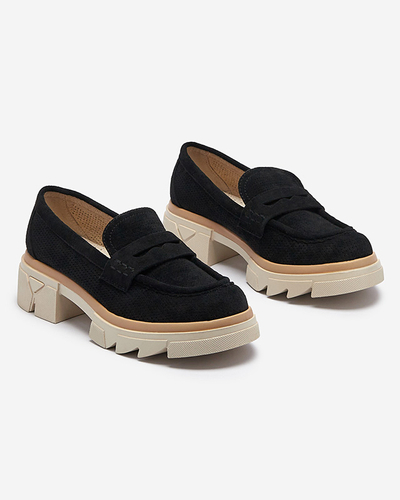 Melni sieviešu ažūrveida mokasīni ar cietu zoli Ejina - Apavi