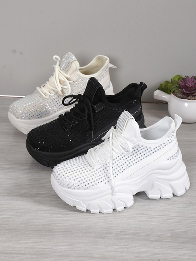 Royalfashion Women's sporty sneakers with rhinestones Blysco