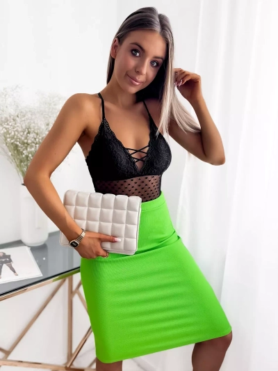 Женская зеленая ребристая юбка-карандаш - Одежда