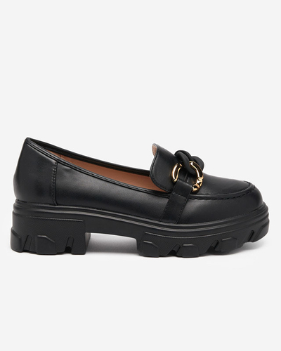 OUTLET Ladies' black shoes with a thick sole with Simero decoration - Footwear