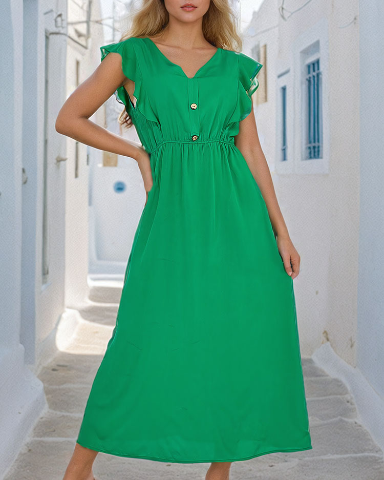 Royalfashion Women's Midi Dress with Buttons