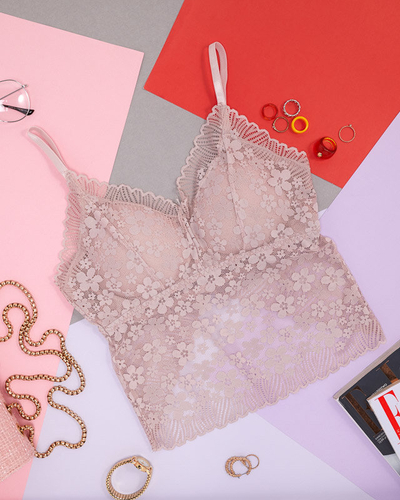 Women's pink powdery lace bralette bra - Underwear