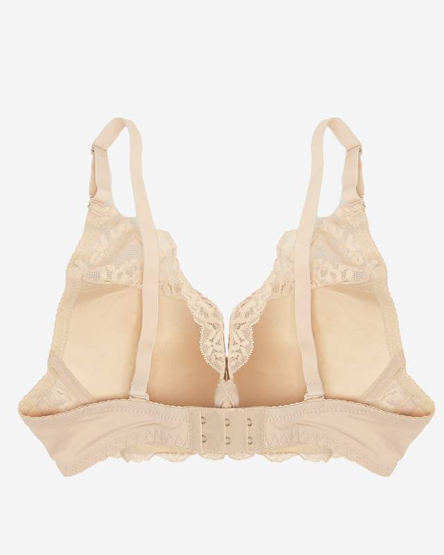 Women's push-up bra with beige lace - Underwear