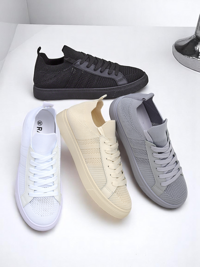 Livia Nero women's sneakers - black fabric and eco-leather sneakers on a flat sole