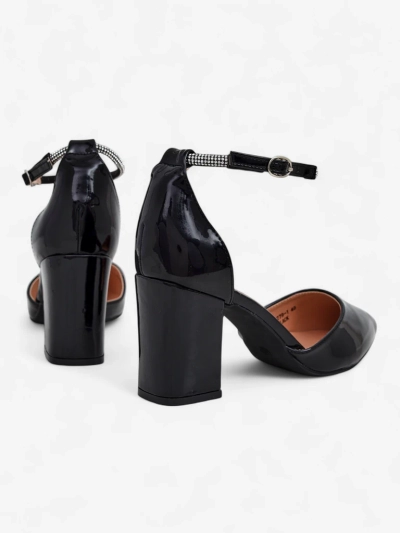 Royalfashion Women's patent leather pumps with a strap adorned with zirconia Furoni