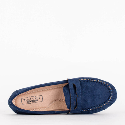 Navy blue women's eco-suede moccasins Teweri - Footwear