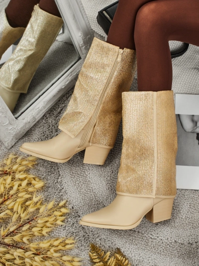 Women's Eco-Leather Heeled Ankle Boots with Decorative Upper Virelia