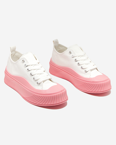 White and pink women's sneakers, type Nerikas sneakers - Footwear