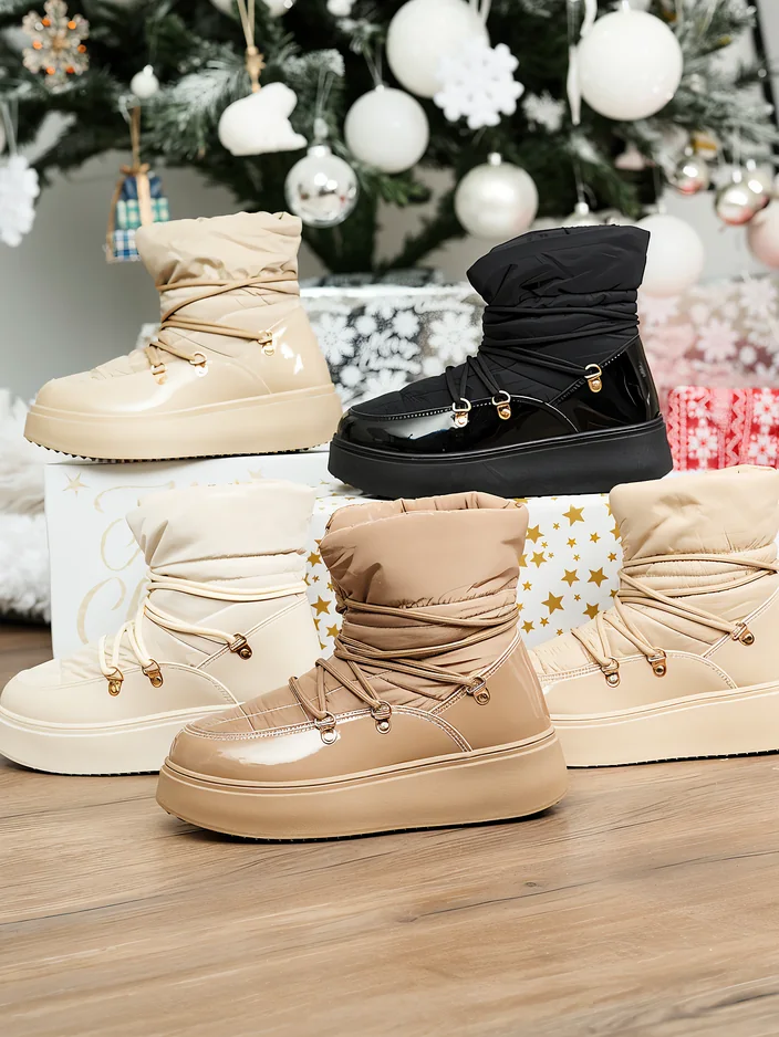 Royalfashion Women's slip-on snow boots in cream color Dabenda