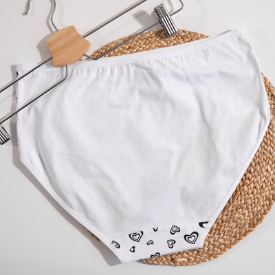 Women's white cotton panties with hearts PLUS SIZE - Underwear