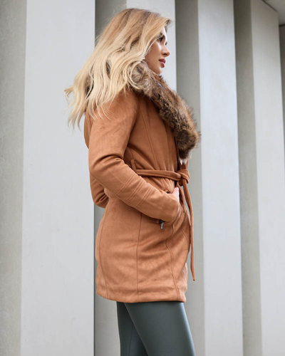 Camel women's fur coat jacket - Clothing