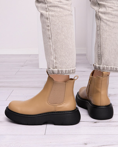 Gaiši brūni sieviešu zābaki uz biezākas zoles Somico- Buty