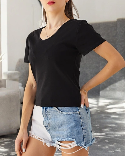 Royalfashion Women's Cotton T-shirt with Lace on the Back